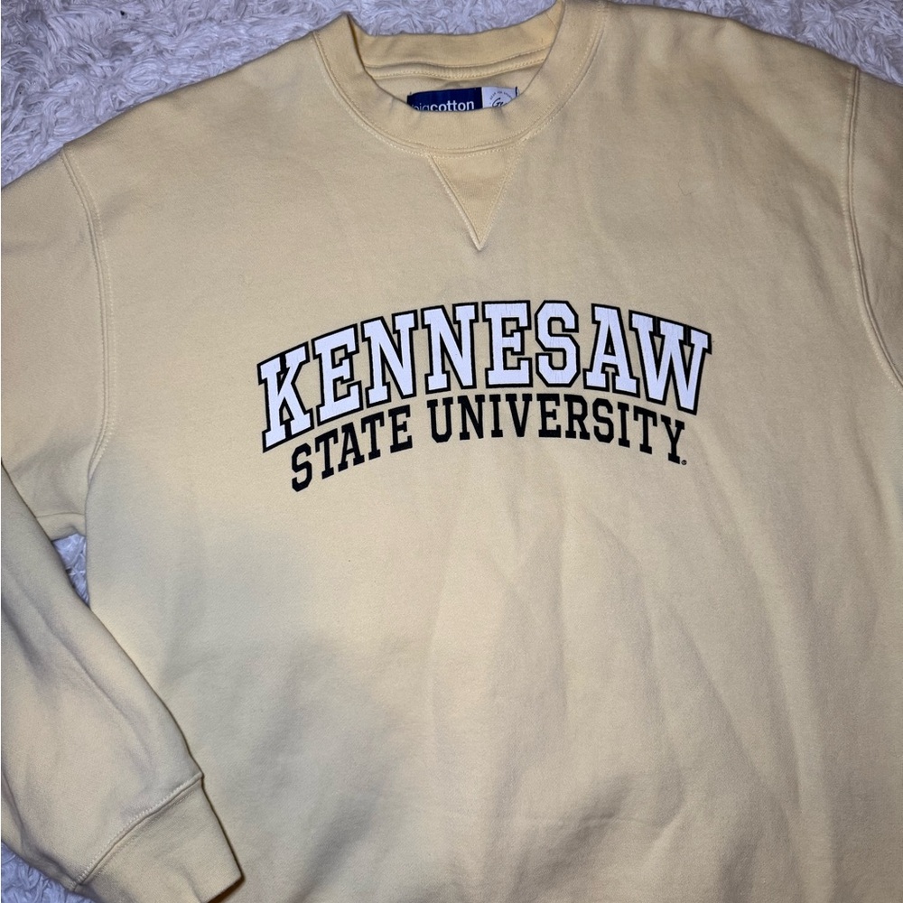 Gear For Sports Kennesaw State University KSU Crew Neck Sweatshirt Pale Yellow - Picture 2 of 10